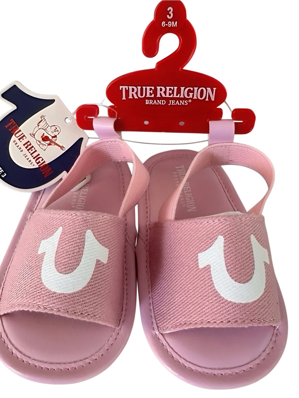 True Religion Pink Baby Girls' Logo Slide Sandals